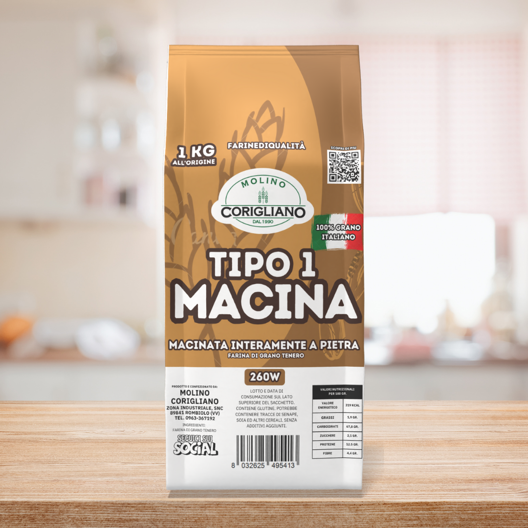 Mehl Typ 1 „Macina“, hergestellt aus 100 % kalabrischem Weizen – steinvermahlen