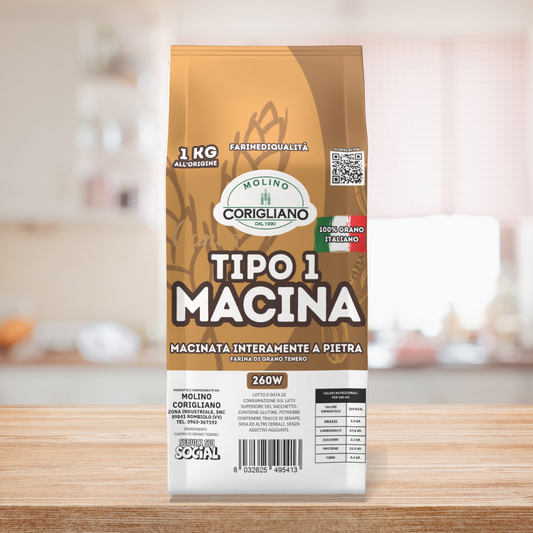 Mehl Typ 1 „Macina“, hergestellt aus 100 % kalabrischem Weizen – steinvermahlen