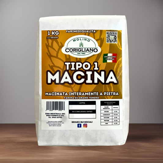 FARINA TIPO 1 "MACINA" DA 100% GRANO CALABRESE - MACINATA A PIETRA